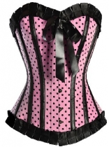 pink polka dot lace corset m1802c