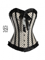 white polka dot lace corset m1802a
