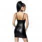 Sexy Slip Black Patent Leather Bodycon Women Fit Hip Mini Dress 20214