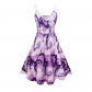 Women Casual Print Gown With Big Swing V-neck Dress Plus Size Dress 5155