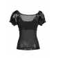 High quality Black  Leather t-shirt m7295