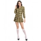 Yellow Plaid Halloween Cosplay Schoolgirl Uniform Set  M40655