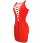 Woman Plus Size Wet look Pu Leather Bodycon Dresses M7303